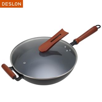 德世朗（DESLON）  正品黑曜窒化爆炒锅 家用32cm老式铁锅无涂层炒菜锅 DFS-C879B