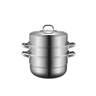 炊大皇（COOKER KING）  蒸百味三层蒸锅  ZG26ZBW  26cm  304不锈钢复合底汤锅蒸馒头包子可视可立高拱盖