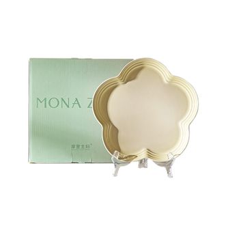 摩登主妇  MONAZONE渐变炻瓷花瓣盘  8.5英寸 优雅白  家用菜盘陶瓷餐盘碟子法式霓彩餐具