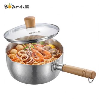 小熊  雪平锅20cm 无涂层不锈钢汤锅泡面锅辅食锅奶锅 单锅