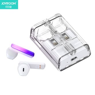 机乐堂/Joyroom  真无线蓝牙发光耳机 JR-TC1 半入耳式超长续航通用耳机 白色
