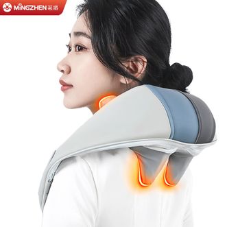 茗振  3D揉捏颈椎按摩器 肩颈按摩恒温热敷抓揉颈部肩部按摩披肩 背部腰部腹部腿部加热按摩器肩颈脖子颈椎斜方肌仿人手揉捏按摩仪MZ-666C-1米黄色