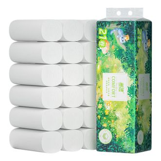 蓝漂  家用自然无香白色扁卷100g*21卷 卷纸纸巾卫生纸厕纸