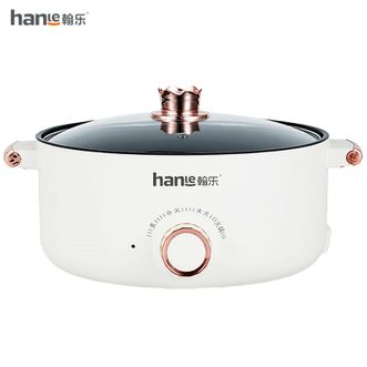 翰乐  6L电火锅料理锅电炖锅多功能锅 煮面煮粥煲汤厨房电器炖煮锅电煮锅涮锅煎烤机涮肉锅多用途锅电热锅ES-131A 米白色