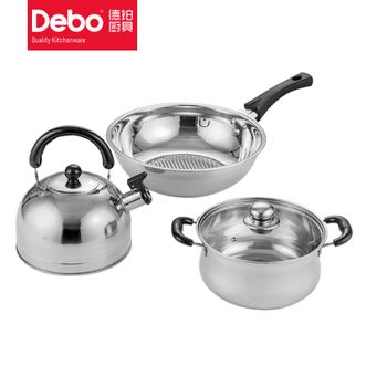 德铂（Debo）  德铂莱比锡之恋不锈钢三件套 炒锅+汤锅+鸣笛水壶 3DEP-45