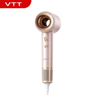 VTT  家用高速吹风机大功率负离子电吹风大风力速干护发低噪学生宿舍便携吹风筒 粉金色