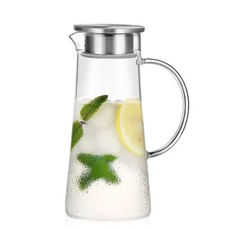 绿珠lvzhu 冷水壶1.2L 大容量耐热玻璃杯 花茶果汁杯热饮家用玻璃凉水壶L613