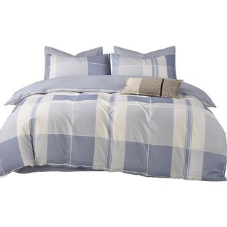 恒源祥  A类抗菌100%全棉四件套-上青云格 床单款 （被套200*230cm） HYX363TJ