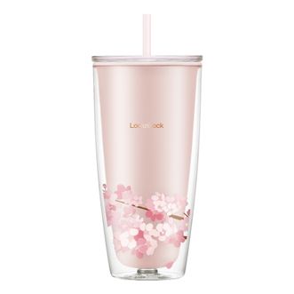乐扣乐扣（LOCK&amp;LOCK）  樱花杯水杯  HAP509  750ML  双层杯身易开盖易清洗塑料吸管杯