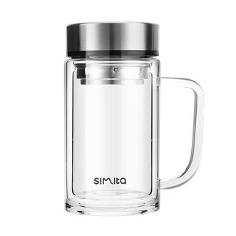 施密特（simita）   带茶隔把手大容量双层高硼硅玻璃杯600ml MBL7009-060A 黑色