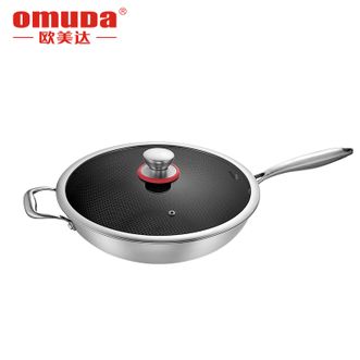 欧美达（OMUDA）  316不锈钢物理不粘炒锅无油烟不粘层锅电磁炉燃气家用炒锅 JZC30-A