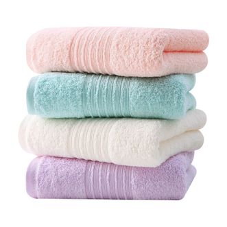 金号  纯棉毛巾四条装 新疆棉 A类国家标准 吸水面巾洗脸毛巾 绿桔棕紫 70*33cm