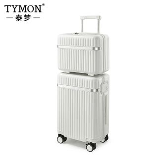 泰梦/TYMON  大容量行李箱拉链款 出差旅行子母拉杆箱高端密码箱 双子星座 珠光白 24英寸
