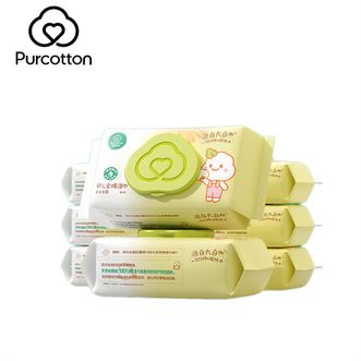 全棉时代/PURCOTTON  棉婴儿湿巾新生儿宝宝手口专用屁屁湿纸巾带盖实惠装湿巾 【居家款】 80抽 8包 婴儿湿巾