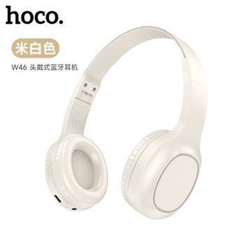 hoco.  头戴式无线蓝牙耳机 带麦克风 重低音智能吃鸡耳机 W46 【米白色】