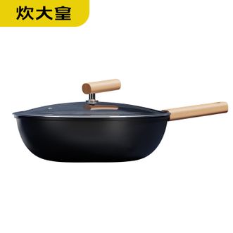 炊大皇（COOKER KING）  正品铁匠锅具系列 家用无涂层 不易生锈 可视玻璃铁匠炒锅CK73372