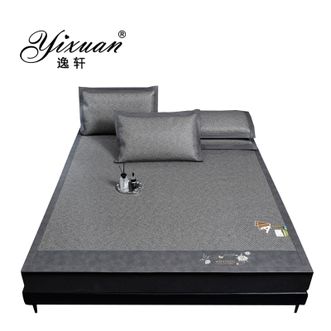 逸轩/yixuan  PE冷感霸王藤系列（绣球刺绣款）三件套 灰色 180*200cm凉席+枕套*2