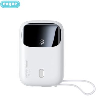 engue  恩谷新款自带双线迷你充电宝3C认证可上飞机超级快充适用苹华为电量显示移动电源充电宝 EG-PD12pro 白色 22.5W