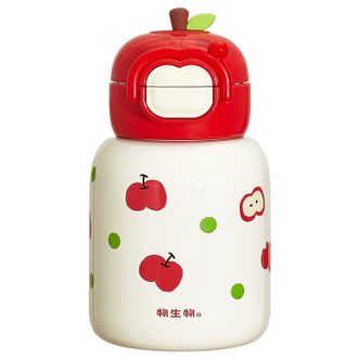 物生物（RELEA）  果汁派双饮保温杯吸管水杯316L不锈钢便携杯500ml（带杯套）