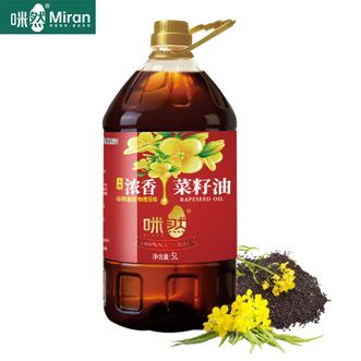 咪然  小榨浓香菜籽油5L新老包装随机发非转基因物理压榨