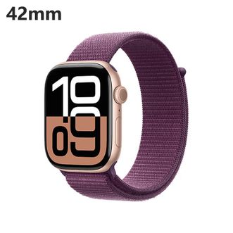 苹果/Apple  Watch Series 10 GPS款 42mm-玫瑰金色铝金属表壳-梅子色回环式运动表带