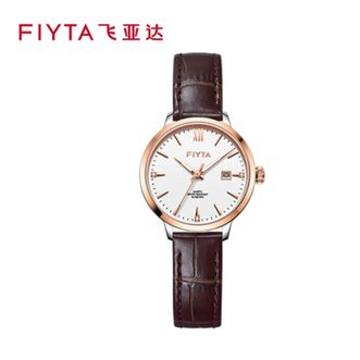 飞亚达/Fiyta  卓雅系列 日历视窗女士石英腕表 节日生日礼物（雅致白盘 女表：L800023.MWK）
