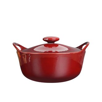 归. 禾器  镜红珐琅炖锅22cm  家用铸铁锅双耳汤锅珐琅锅炖锅汤锅煮锅煎炒锅煲汤锅煲锅厨房锅具用品