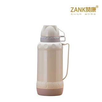 赞康  查尔斯保温水壶 乳白色 1000ml 双盖 304不锈钢 外出大容量水壶
