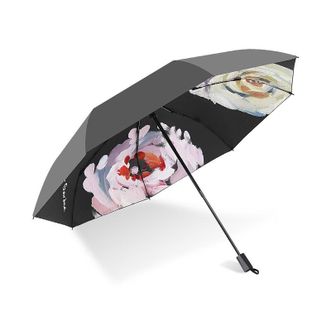 C'mon   防晒太阳伞三折晴雨伞遮阳伞女防紫外线upf50+ 油画花影三折伞