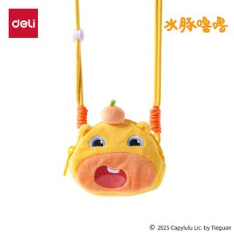 得力/deli  水豚噜噜毛绒手机背夹迷你斜挎包 ST635
