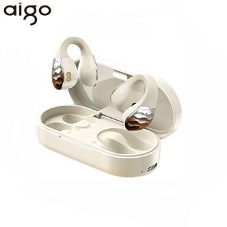 爱国者（aigo）  蓝牙耳机SA03【米白色】小星钻TWS 骨传导概念气传导耳机耳夹开放式不入耳运动通话降噪适用手机平板