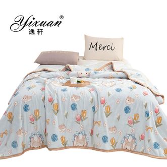 逸轩/yixuan  加厚云貂绒双面盖毯-花兔-200*230cm单毯子