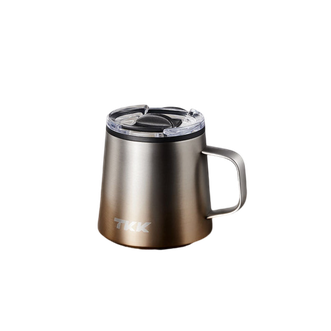 TKK  不锈钢带盖商务办公泡茶杯陶瓷覆层内胆保温杯350ml 悦氧Life马克杯 银砂金 TKK2042