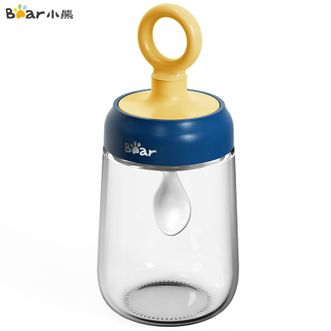 小熊（Bear）调味罐 家用厨房多用带勺味精糖盐罐玻璃调料器皿 深蓝色 CX-W0038-S02