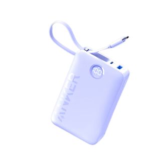 安克/Anker  安克充电宝自带线20000毫安时22.5W快充大容量可上飞机便携移动电源Type-C线 A1647紫色