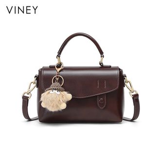 viney  新款真皮手提邮差包女秋冬高级感单肩斜挎百搭小包 V93357