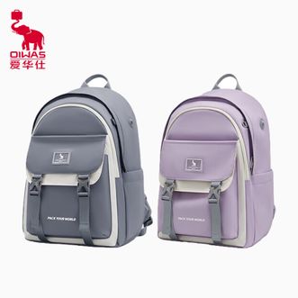爱华仕/Oiwas  麻薯包系列校园初中高中学生书包休闲双肩包16英寸通勤电脑背包OCB5073浅紫色浅灰色