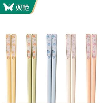双枪（Suncha）  双枪合金筷子家用分餐防滑快子高档新款一人一筷高颜值 复古碎花五色抗菌筷