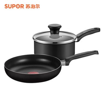 苏泊尔（SUPOR）  火红点系列家用厨房煎锅24CM奶锅16CM锅具套装两件套