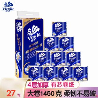 维达  柔滑舒适超韧有芯卷纸4层145克27卷整箱