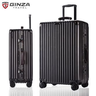 银座/GINZA 新款上市 欧美出口复古商务铝框拉杆箱静音万向飞机轮旅行箱硬箱TSA密码锁行李箱A-8953K 24寸