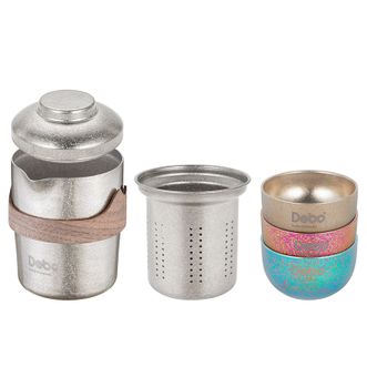 Debo  奥苏纳钛杯套装纯钛茶壶套装泡茶杯壶  DEP-DS416