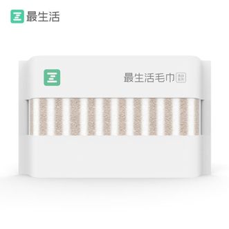 最生活  条纹系列轻柔款毛巾 新疆长绒棉A类 34*70cm柔软强吸水速干洗澡巾 100g单条 棕白