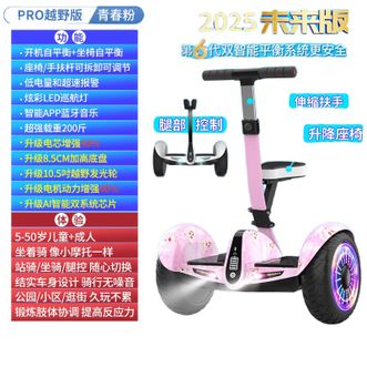 柏思图/besintu  智能电动腿控儿童平衡车6一8一12坐骑款10一15带扶杆54v尊贵PRO粉三控+音乐APP+越野防爆轮