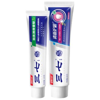 三七  牙膏套装  清火护龈亮白清新口气成人牙膏  2支装  180g+120g
