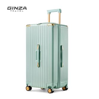 银座  Trunk行李箱女大容量拉链拉杆箱男大尺寸万向轮20寸耐用绿