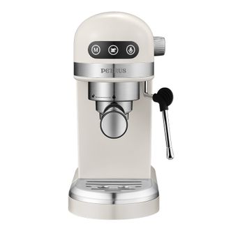 柏翠/Petrus  咖啡机小白醒醒意式浓缩咖啡机全半自动家用小型打奶泡 米白色