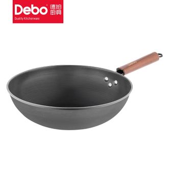德铂（Debo）  炒锅32cm家用炒菜燃气专用带盖铸铁锅煎锅平底锅DEP-DZ323