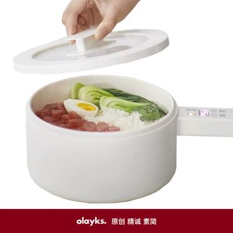 欧莱克（olayks）电煮锅【2L智能款带蒸笼-可定时可煮饭】智能多用途锅2L宿舍小电火锅电炒锅2升煮饭泡面蒸煮一体不粘锅OLK-01-11S
