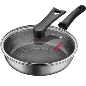 炊大皇（COOKER KING）  28cm煎锅不锈钢不粘锅平底锅炒菜锅炒锅无油烟牛排煎饼煎蛋锅燃气电磁炉通用锅JG28SY